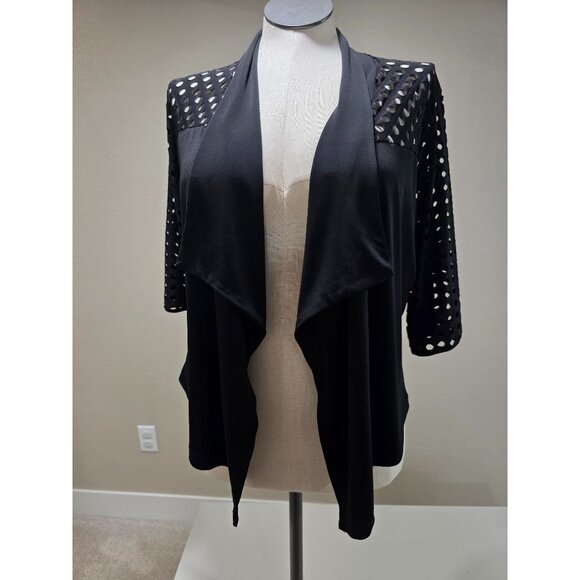 Clara Sunwoo Black Open Front Cardigan With Laser Cut Sleeves & Back Panel Women - Picture 2 of 8